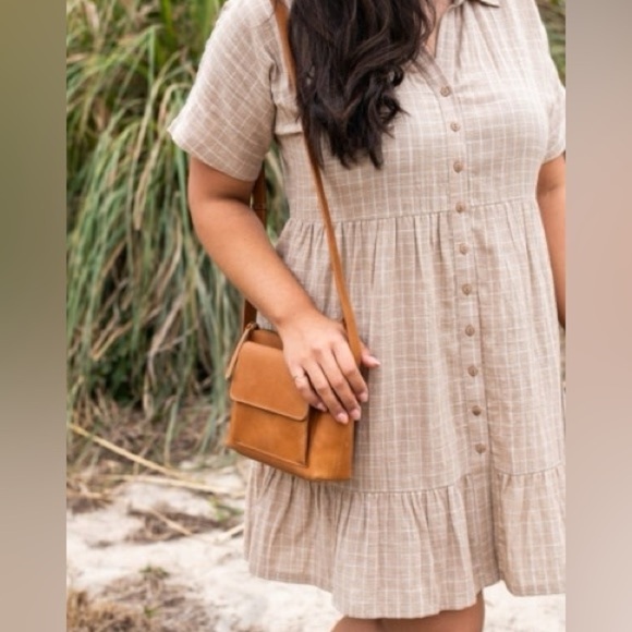 Able Dresses & Skirts - ABLE Womens Ida Shirt Dress Tan Grid XL